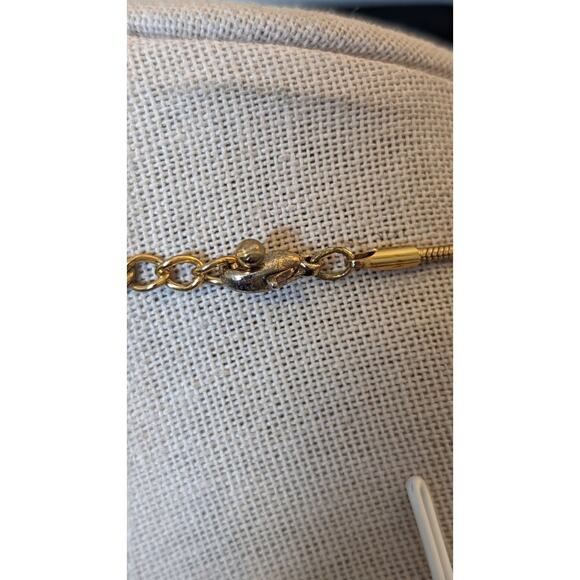 Vintage Kenneth Cole Cabochon Necklace Gold Tone Chain Signed - Picture 5 of 9